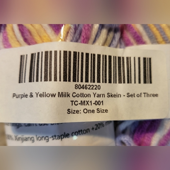 6 Skeins of Milk Cotton Yarn : 3 skeins Grey and 3 skeins purple yellow pink - Picture 6 of 8